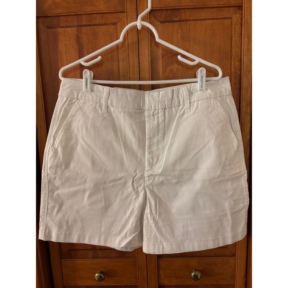 Gloria Vanderbilt Chino Shorts Women 14 White Mid Rise Stretch Twill 5" NWT‎